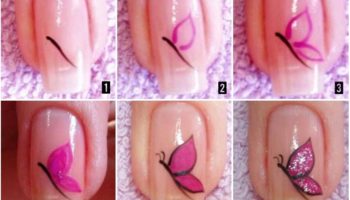 Как нарисовать бабочку на ногтях пошагово
